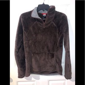The North Face Rn#61661 Season #113 Brown 1/2 zip Sweater fleece front pocket